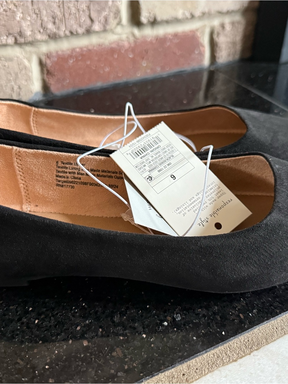 A New Day Black Rounded Toe Ballet Flats